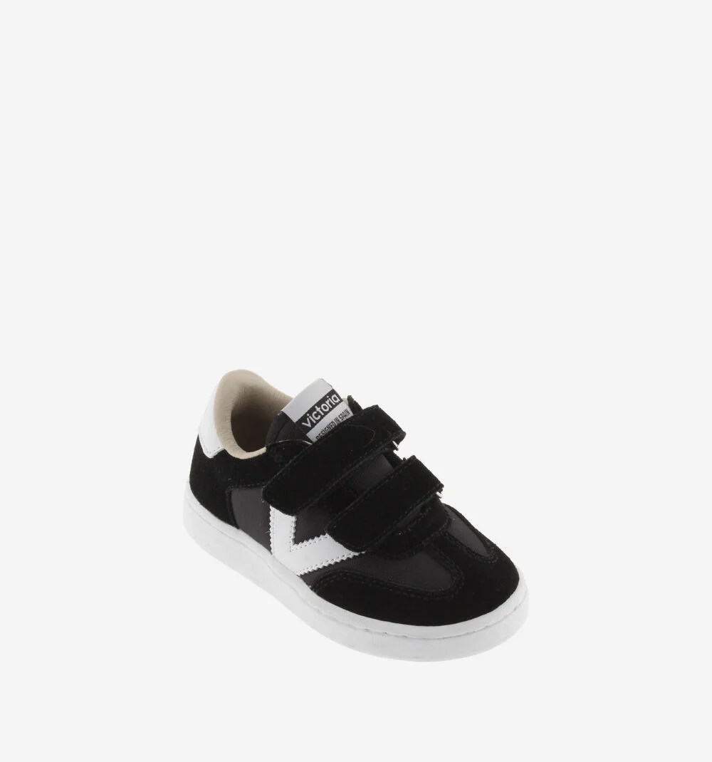MILLAS BRIDES NYLON ET CUIR FENDU Baskets monochromes pour enfant NEGRO