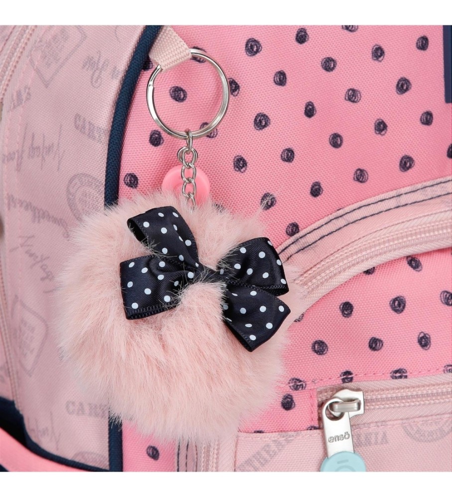 Mochila Enso Bonjour de 28 cm adaptável ao carrinho rosa