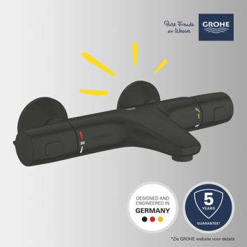 Grohe Thermostatische Badkraan Precision Trend  met omstel 15cm Mat Zwart