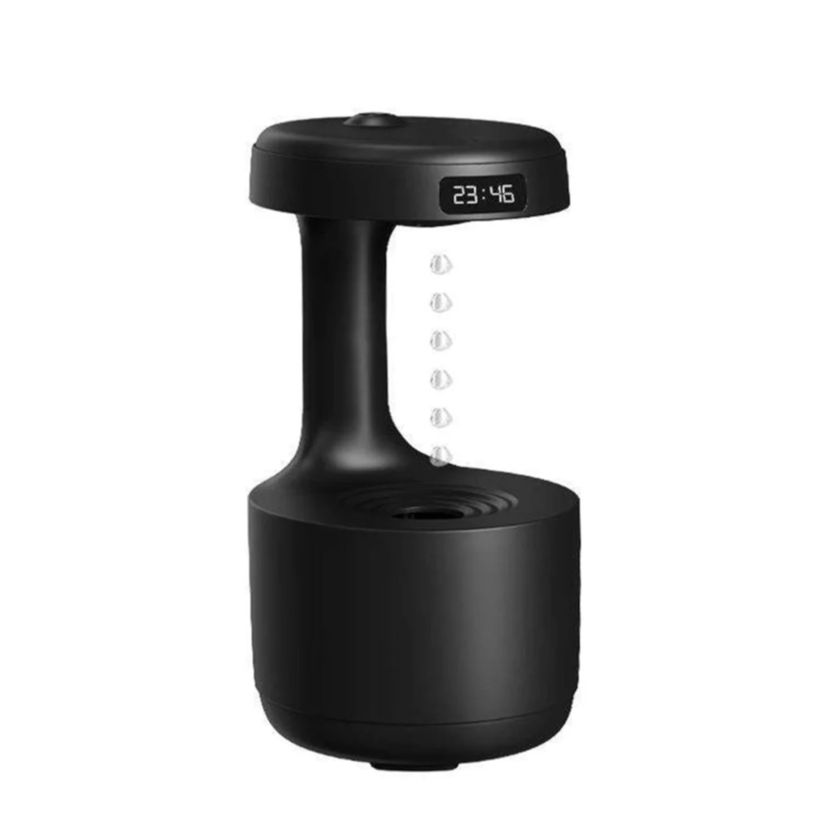 (600ml) 3 LED's Wassertropfen Luftbefeuchter USB Aroma Öl Diffuser mit LCD Display - Schwarz