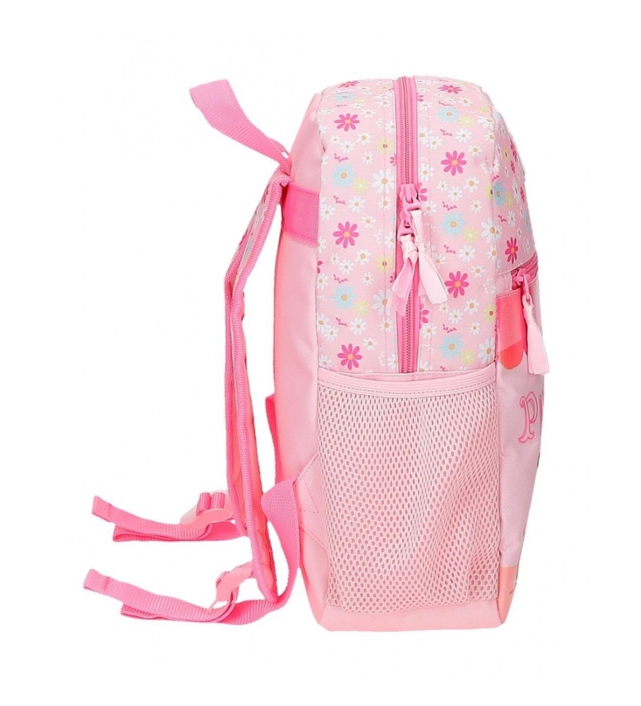 Mochila Roll Road Coffee Shop de 33 cm, adaptável ao carrinho rosa.