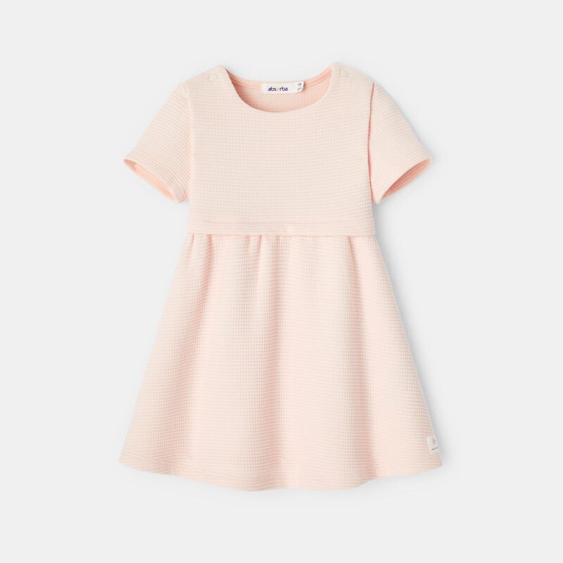 Robe évasée en maille fantaisie rose bébé fille Rose