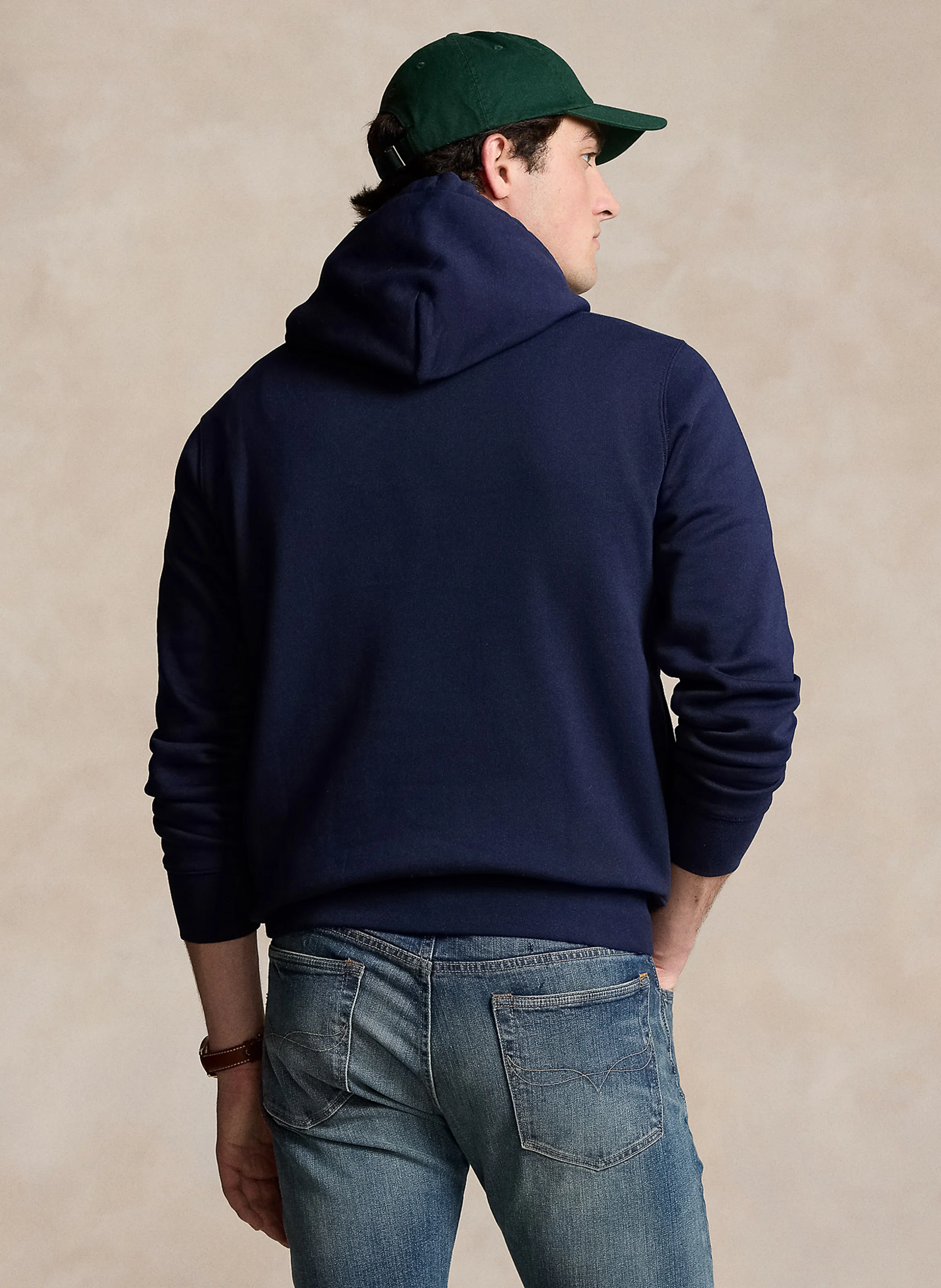 Sweat droit à capuche en coton mélangé sérigraphié | Bleu