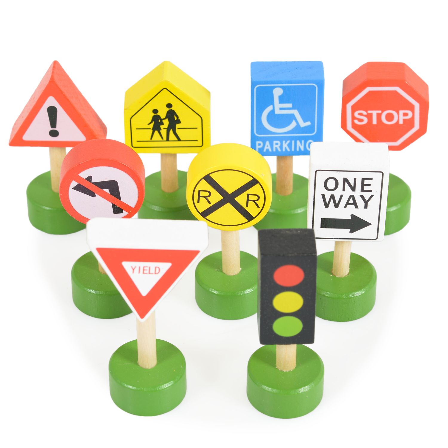 Tooky Toy Spielzeugautos 16-teilig TKF050 Holz-Setzkasten, Transport, Schilder bunt