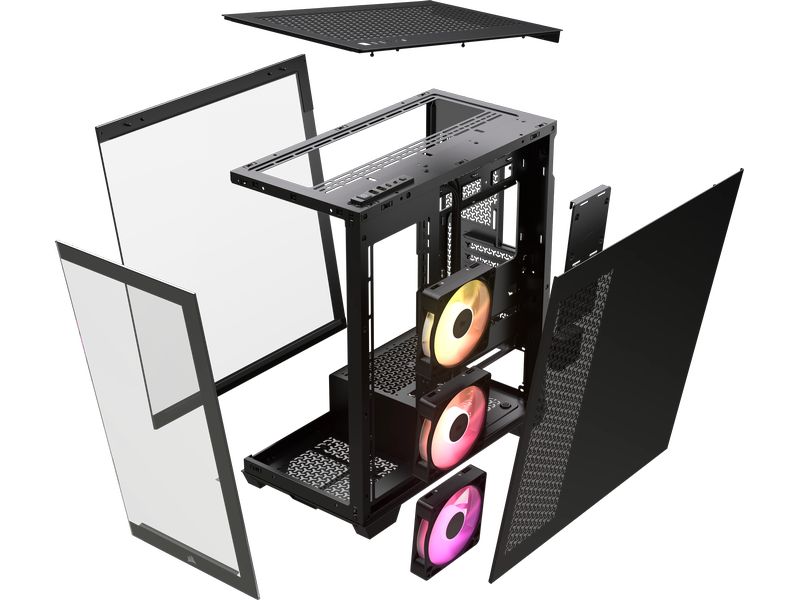 Corsair PC-Gehäuse iCue Link 3500X RGB TG Schwarz Mid-Tower PC-Case mit atemberaubender Ästhetik, geräumigem Innenraum und vorinstallierten iCue Link Lüftern und iCue Link System Hub