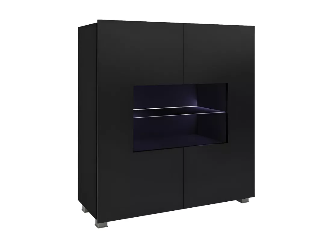 Buffet Tivdalu 100, Noir|Noir brillant, 107x100cm, Le nombre de portes: 235cm