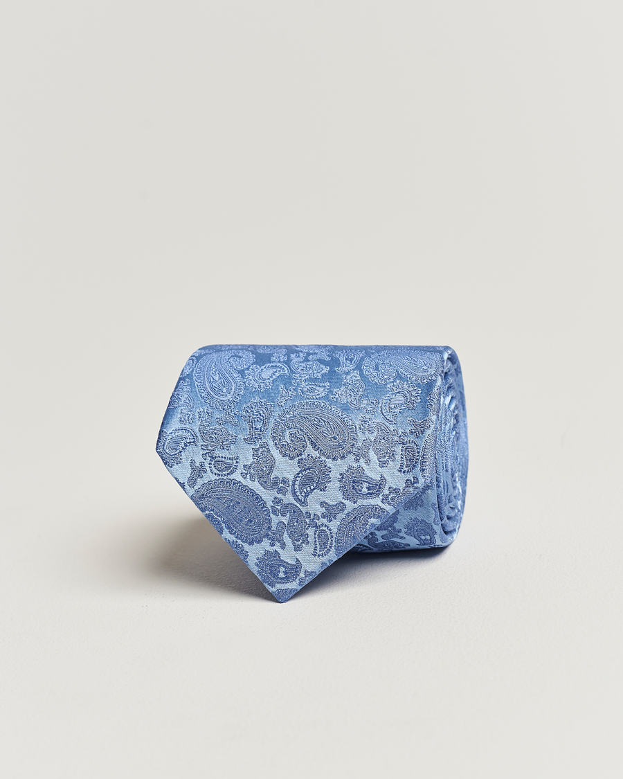 Amanda Christensen Silk Tonal Paisley Tie 8 cm Sky Blue