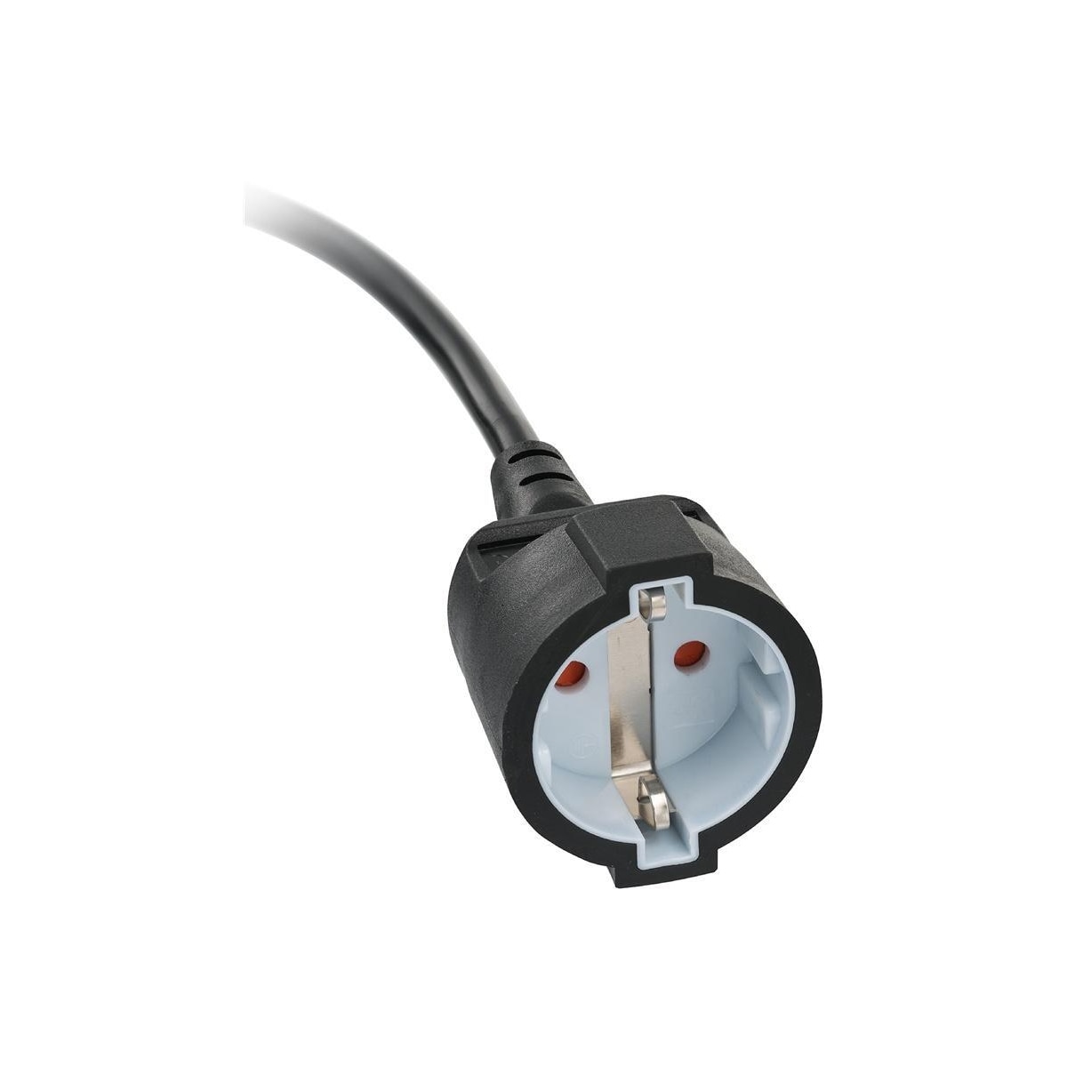 Plast skjøteledning med flat plugg (skjøteledning flat for innside med 2m kabel) sort