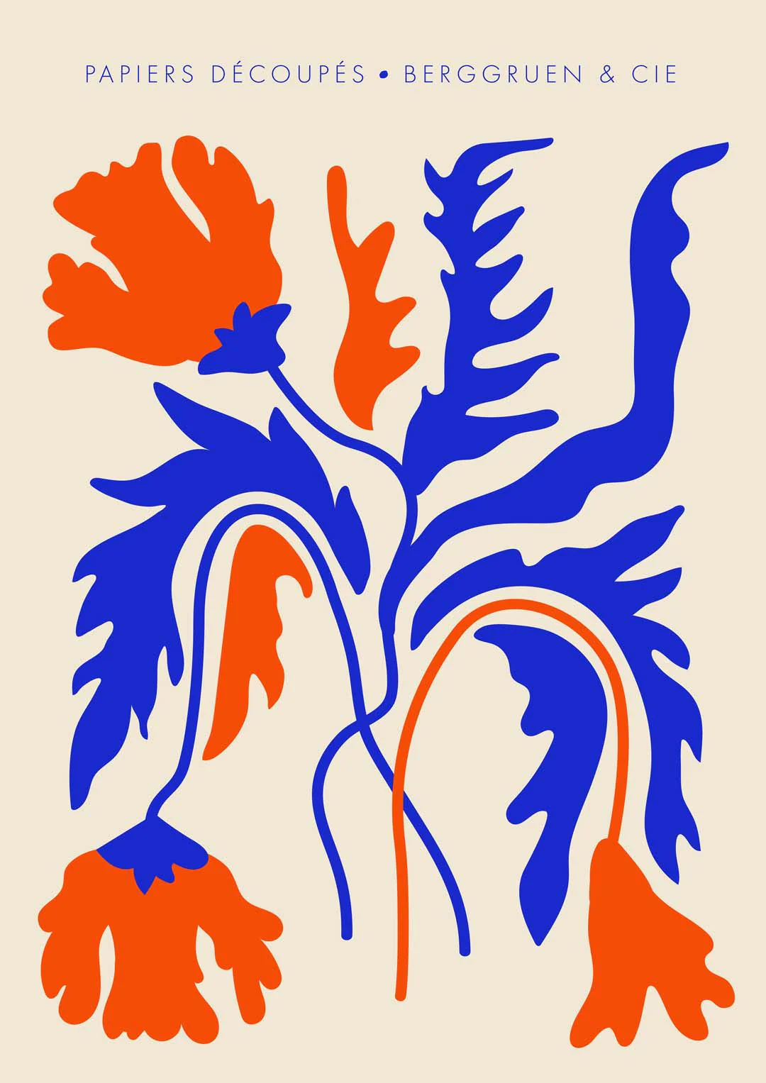 Flores Orange Blau Papiers Découpés Kunstausstellung
