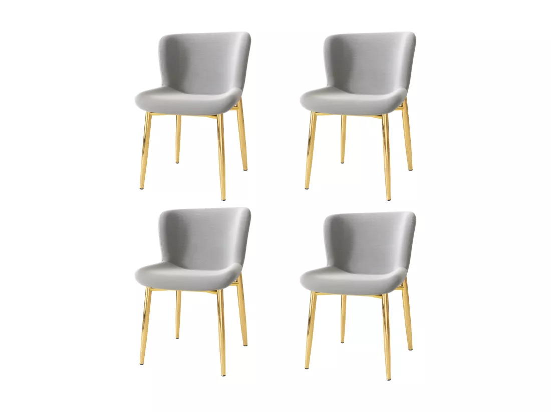 Lot de 4 chaises en velours et pieds en métal galvanisées, charge max 150kg, 54x45x82cm, Gris