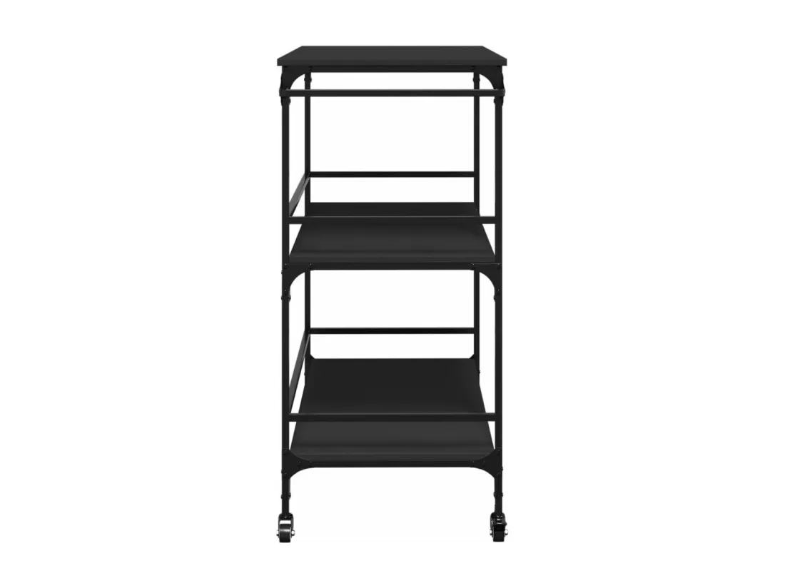 Chariot de cuisine noir 100,5x50x105 cm bois d'ingénierie