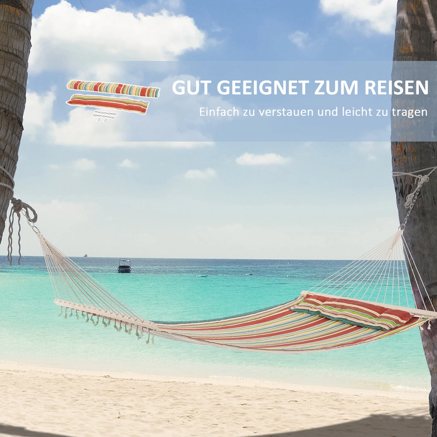 Outsunny Hängematte mit Kopfkissen bunt