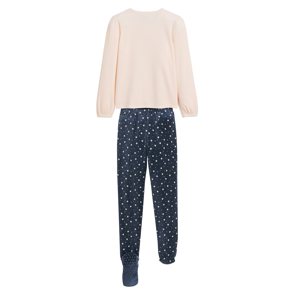COLEÇÃO LA REDOUTE<br>Pijama de veludo com pezinhos, texto e estrelas