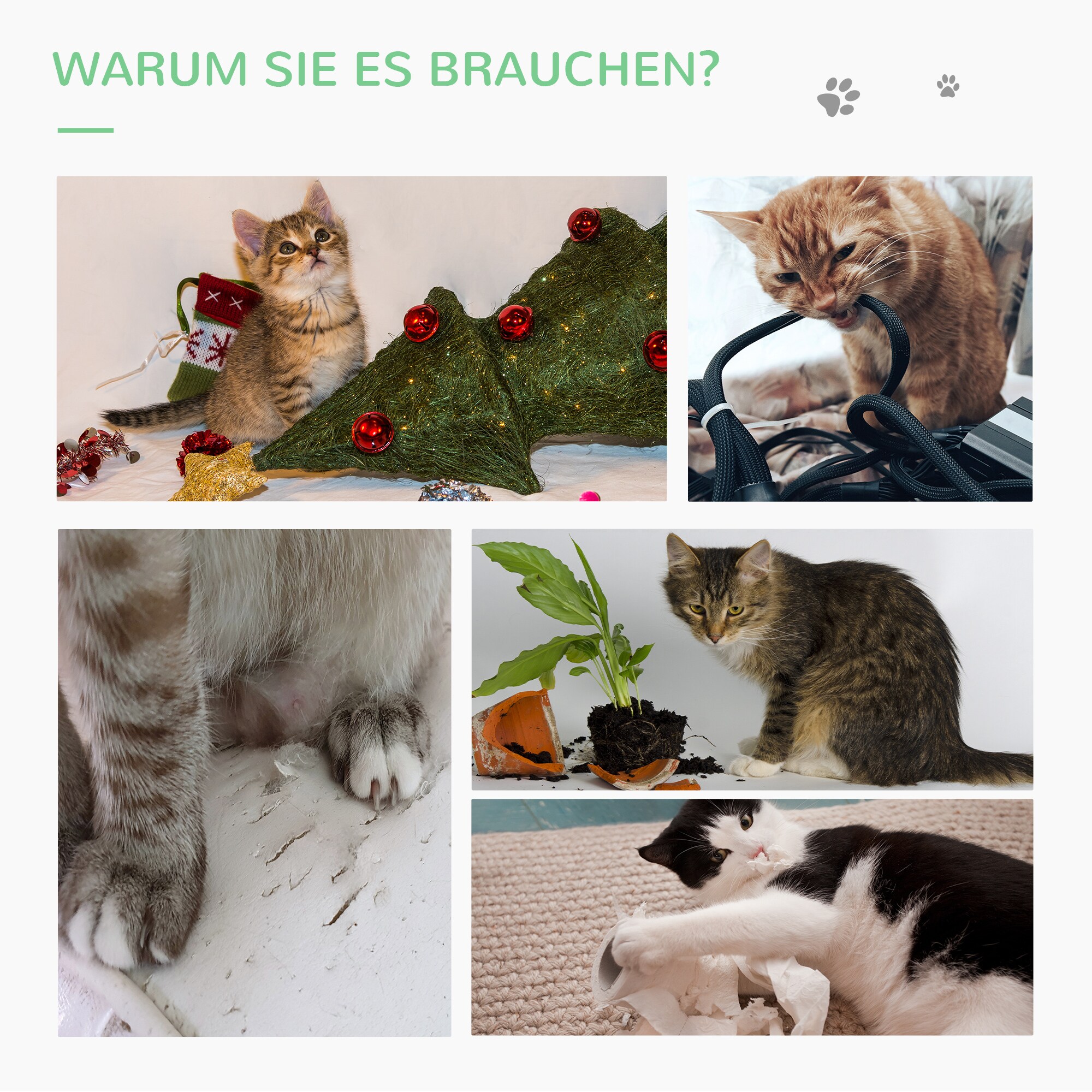 PawHut Kratzbaum mit Holzkugel-Spielzeug bunt 32L x 32B x 60H cm