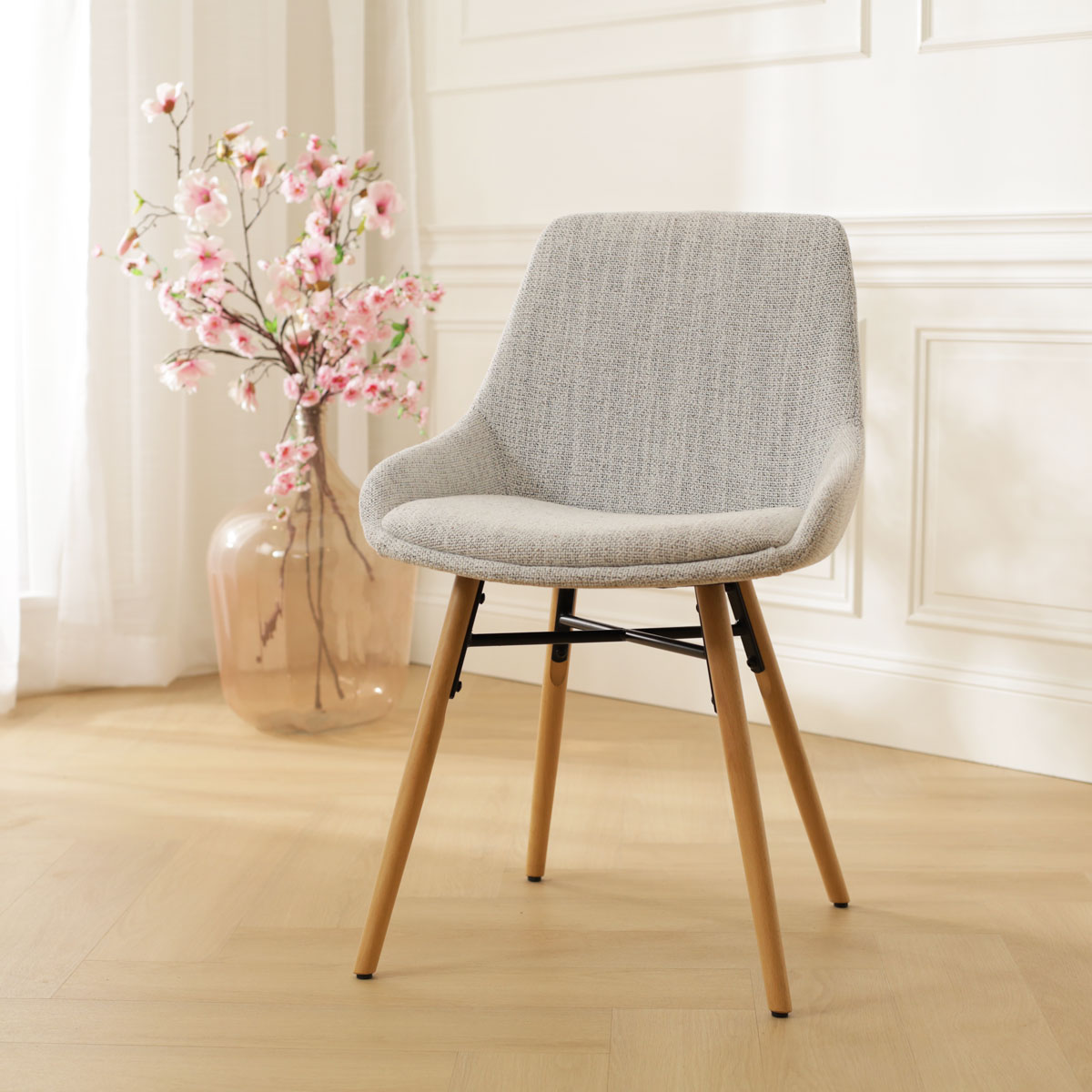 Eetkamerstoel Nena-Isa grijs beige gemêleerd - naturel