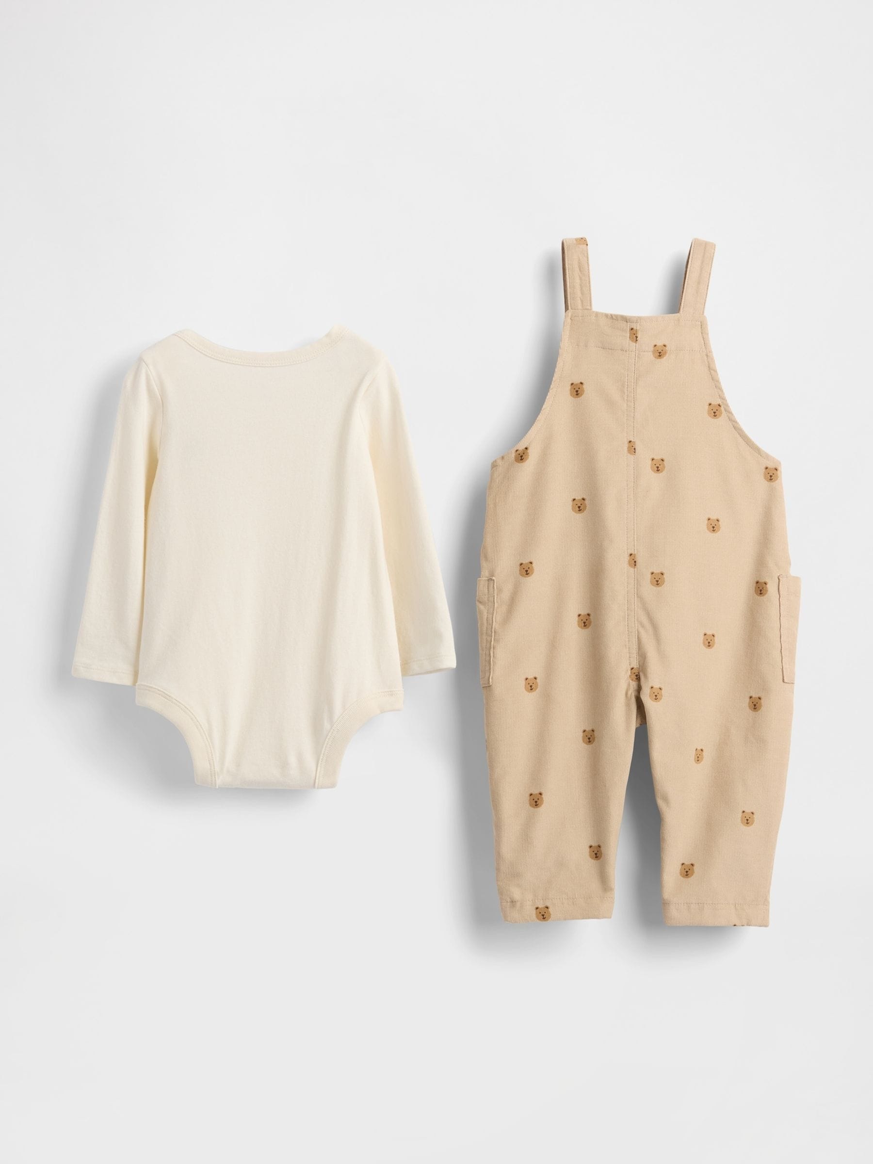 Beige - Gap corduroy overall set (0-24mnd)