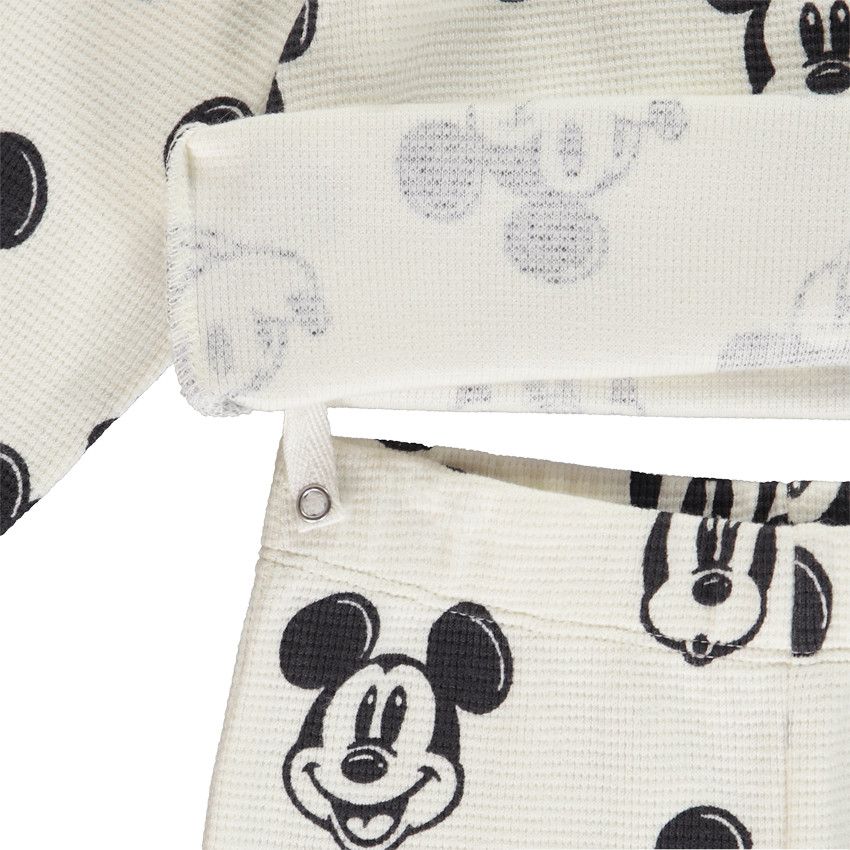 Set pyjama 2 pièces en nid d'abeille Mickey Disney pour bébé garçon - Ecru