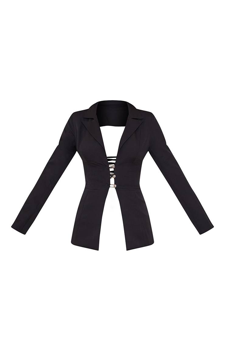 Noir Blazer Ajusté Avec Laçage Au Dos - Ensemble Coordonné