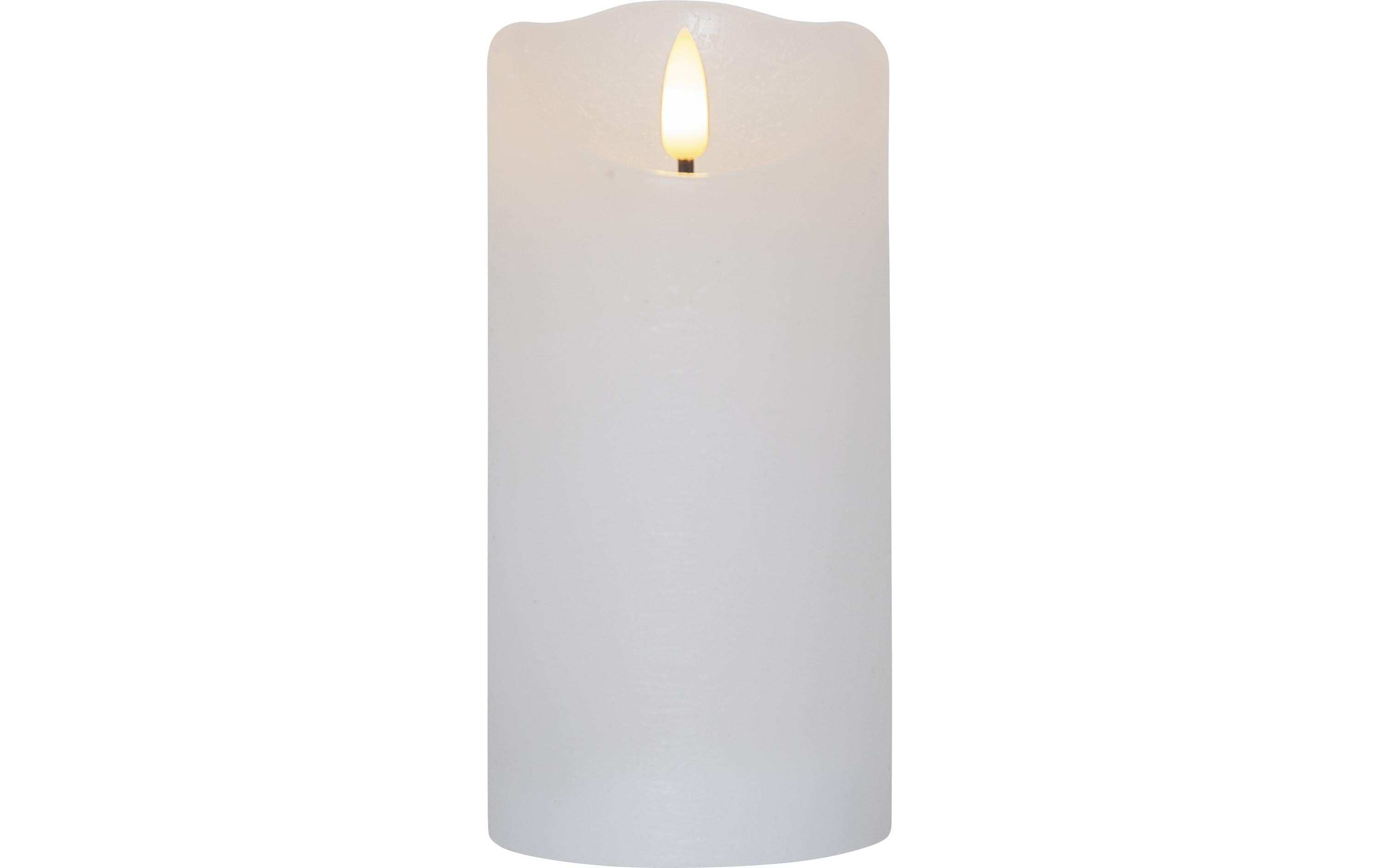LED-Kerze Flamme Rustic, Ø 7.5 x 15 cm, WeissLED-Echtwachskerze für Innenbereich mit Timer-Funktion