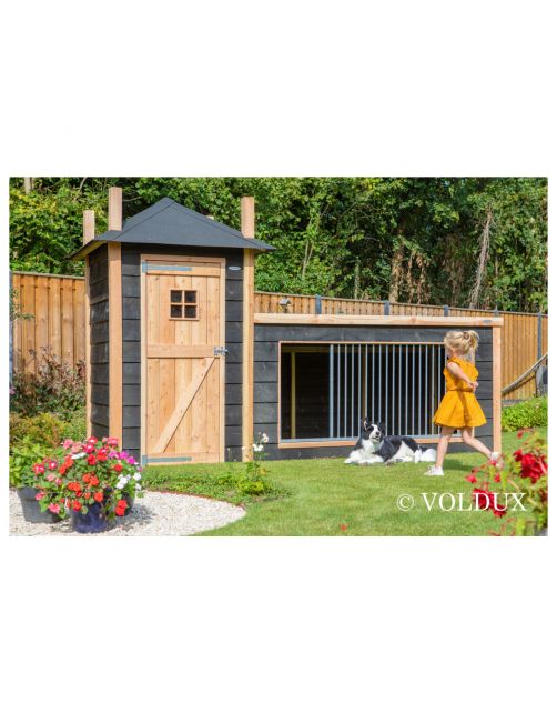 Voldux Hondenkennel Hooiberg Siem - Hondenhok - 392x150x235 cm Zwart