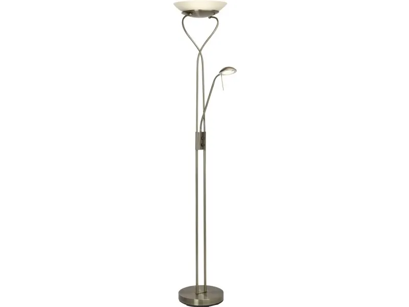 Brilliant Ollie - Torchiere-gulvlampe med læselys - LED x 2 - total: 22.5 W - klasse F - varmt hvidt lys - 3000 K - antik messing