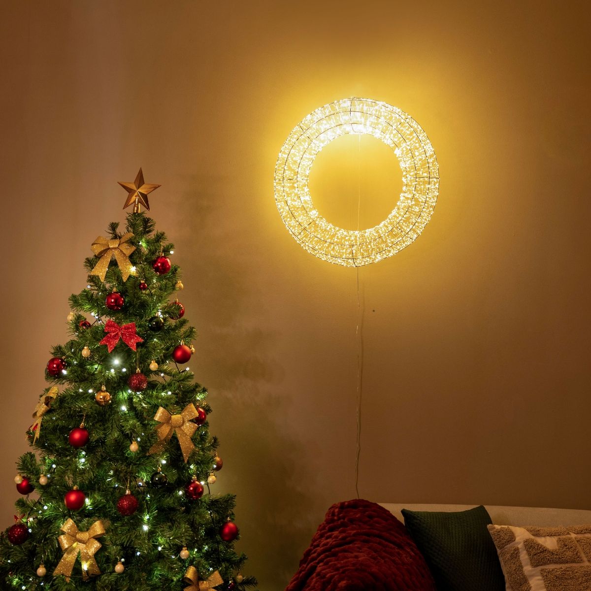 Kerst hanglamp krans zilver 60cm incl. LED IP44 - Nawa