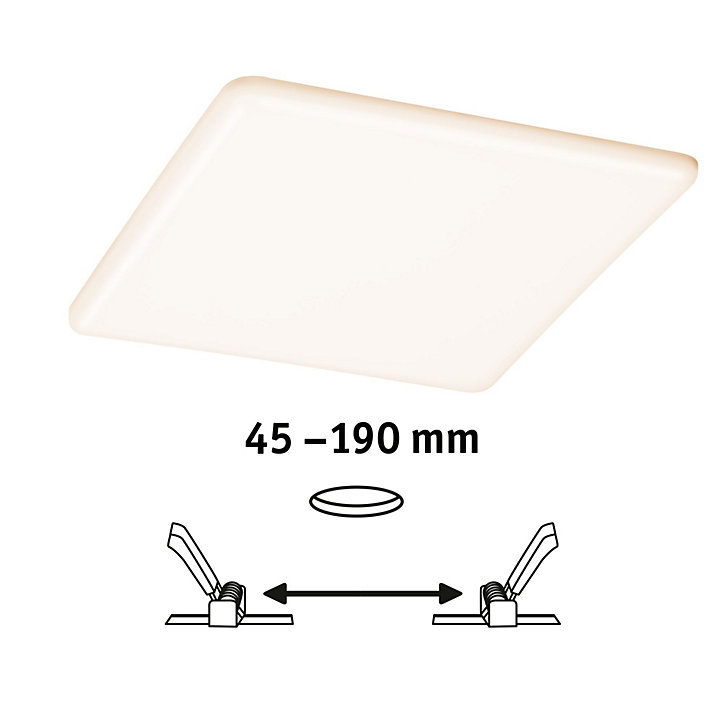 Panneau LED à encastrer Varifit Veluna 1900lm 17w IP44 L.21,5 x l.21,5 cm blanc froid et blanc chaud Paulmann transparent