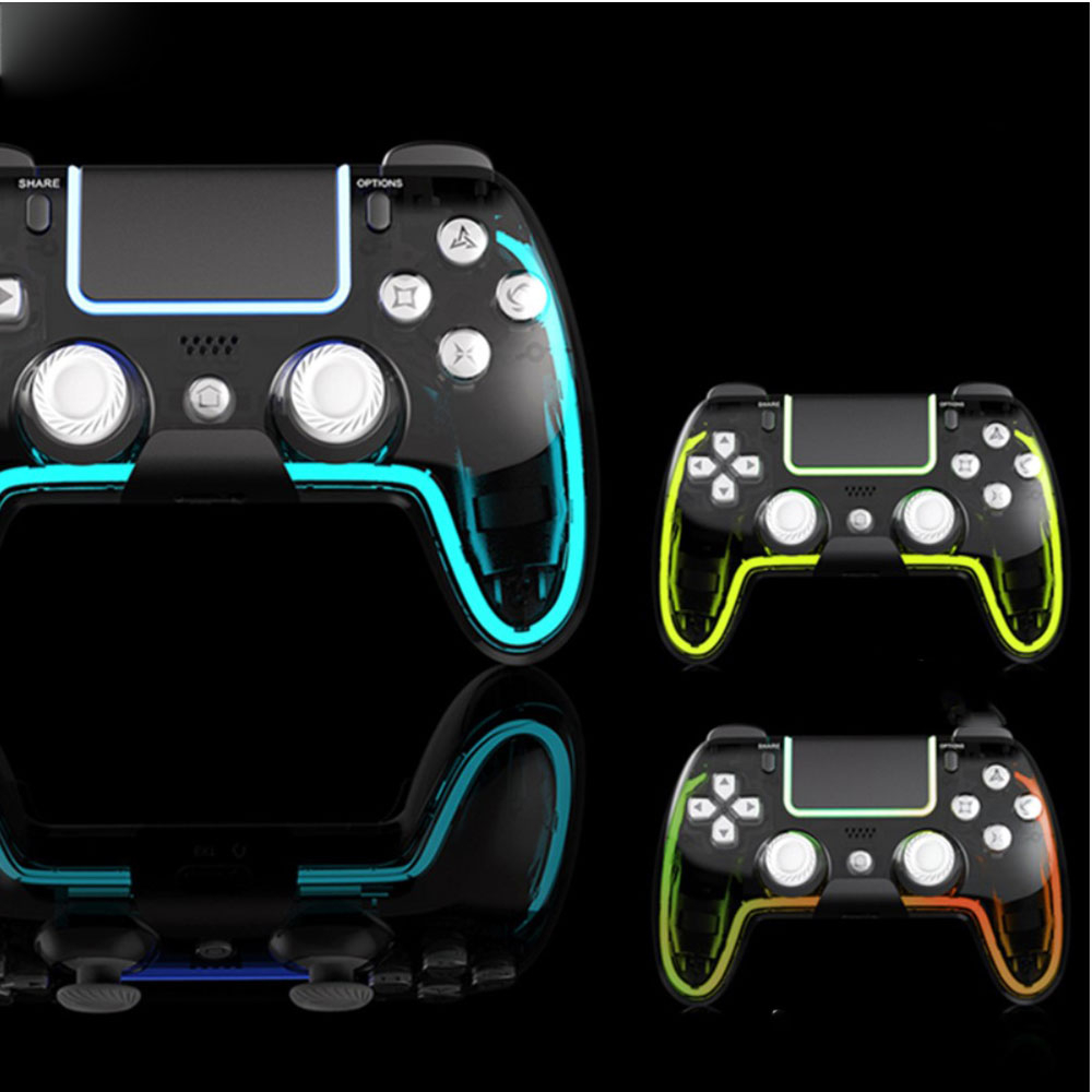 Sony PlayStation PS4 / Smartphone / PC Wireless Bluetooth Game Controller mit 3.5mm Klinke und RGB LED (iOS/Android) - Schwarz