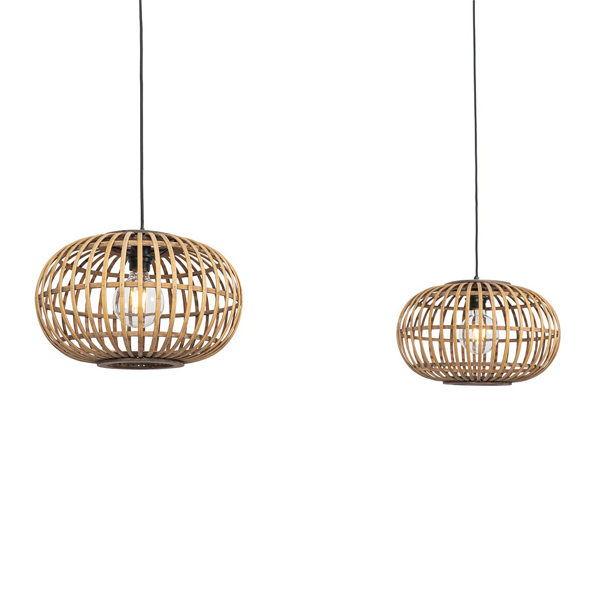 Oosterse hanglamp bamboe 2-lichts - Amira