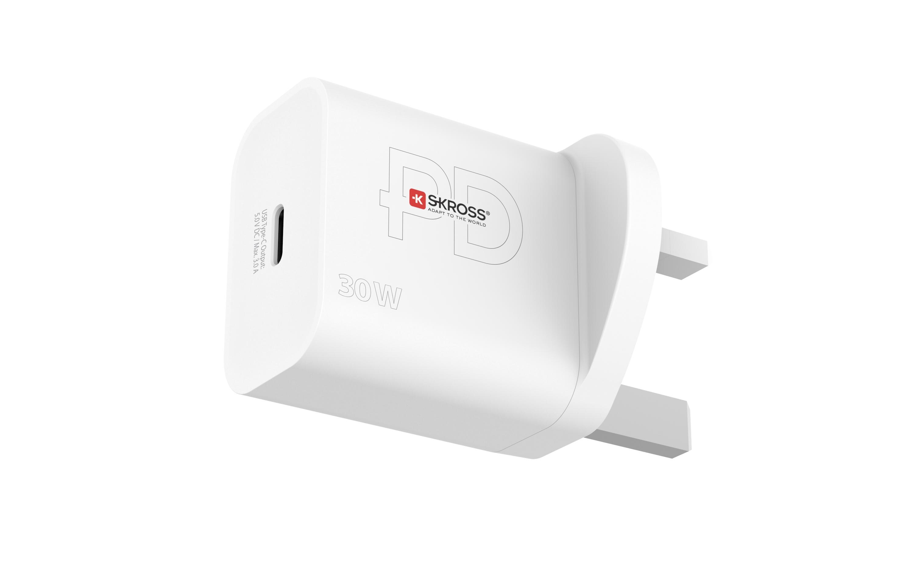 USB-Wandladegerät USB-C Power Delivery, UK, 30 W, WeissKraftvolles USB-Wandladegerät für zu Hause und unterwegs
