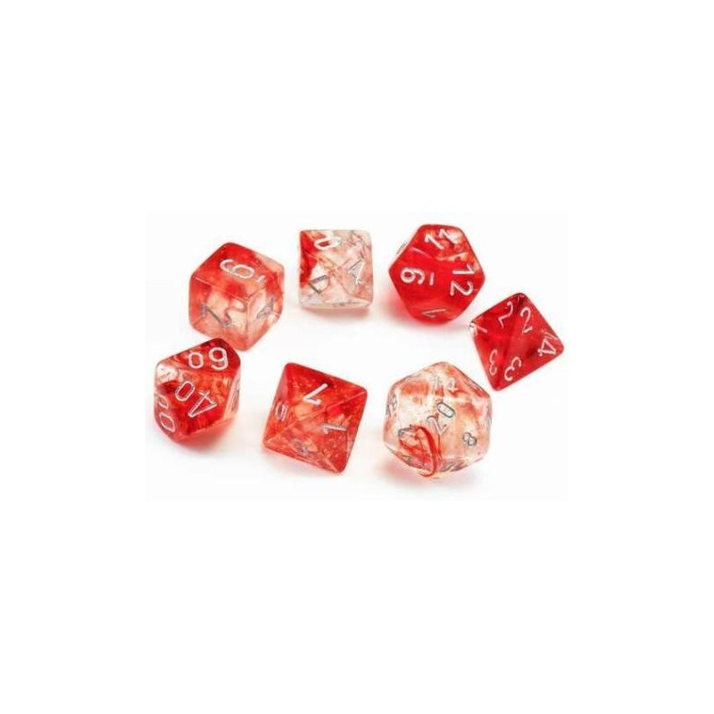 7 dés Nebula - Red silver Luminary