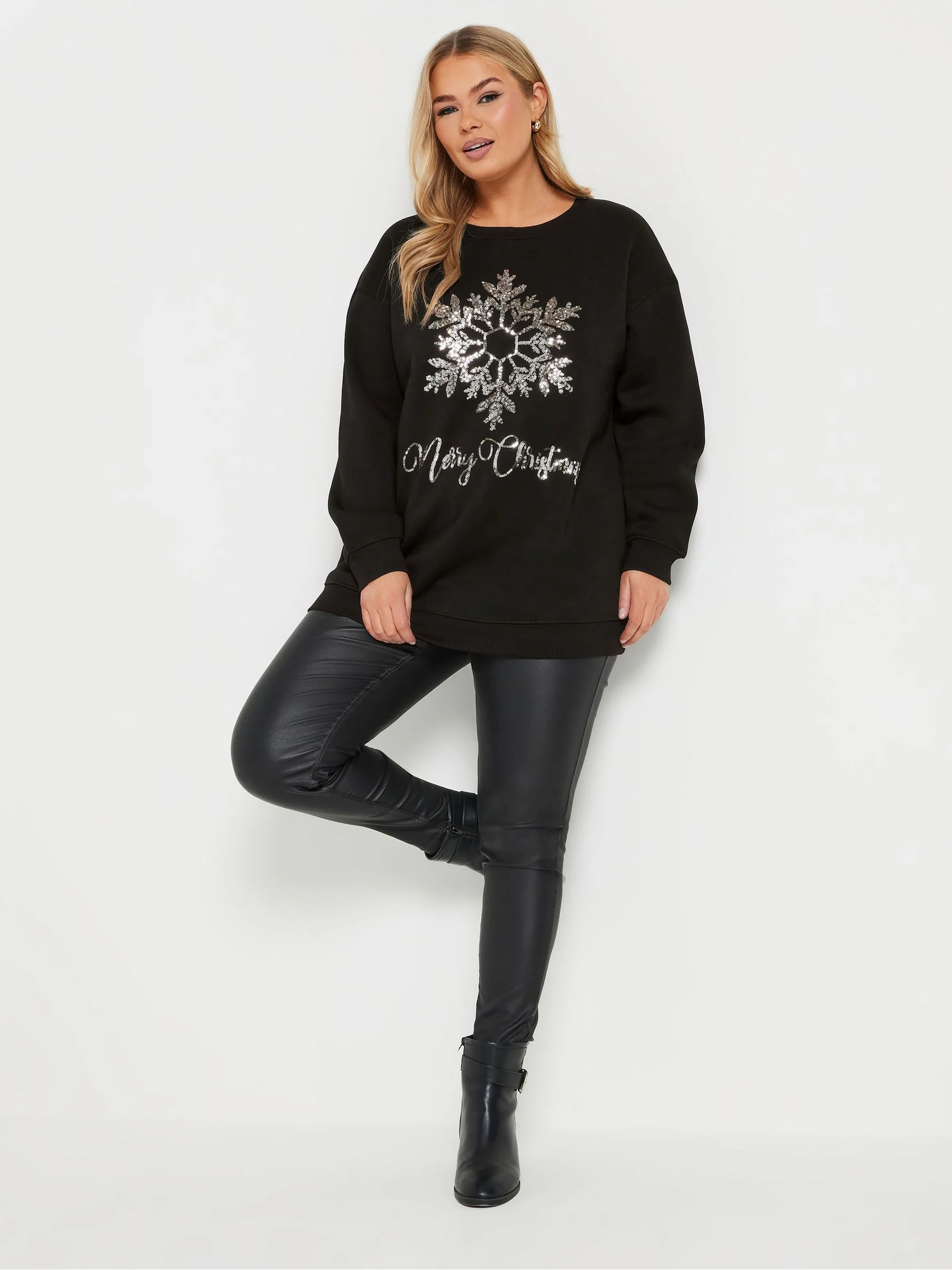 Yours Curve Sequin Embellished 'Merry Christmas Sweatshirt