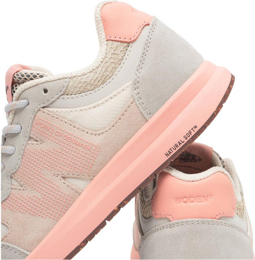 Woden Rigmor Open Mesh suède sneakers lichtroze