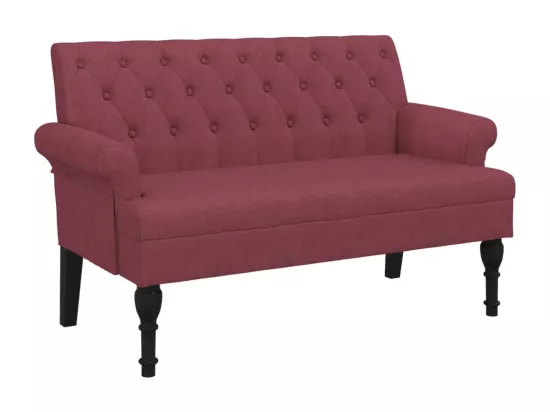 Banc avec dossier rouge bordeaux 120x62x75,5 cm tissu