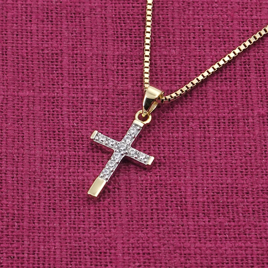 trendor Kreuz-Anhänger für Mädchen Gold 585 + vergoldete Silberkette gold