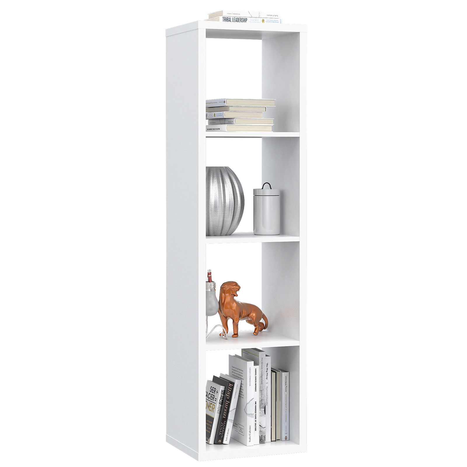 Standregal - weiß - 1x4 Fächer
