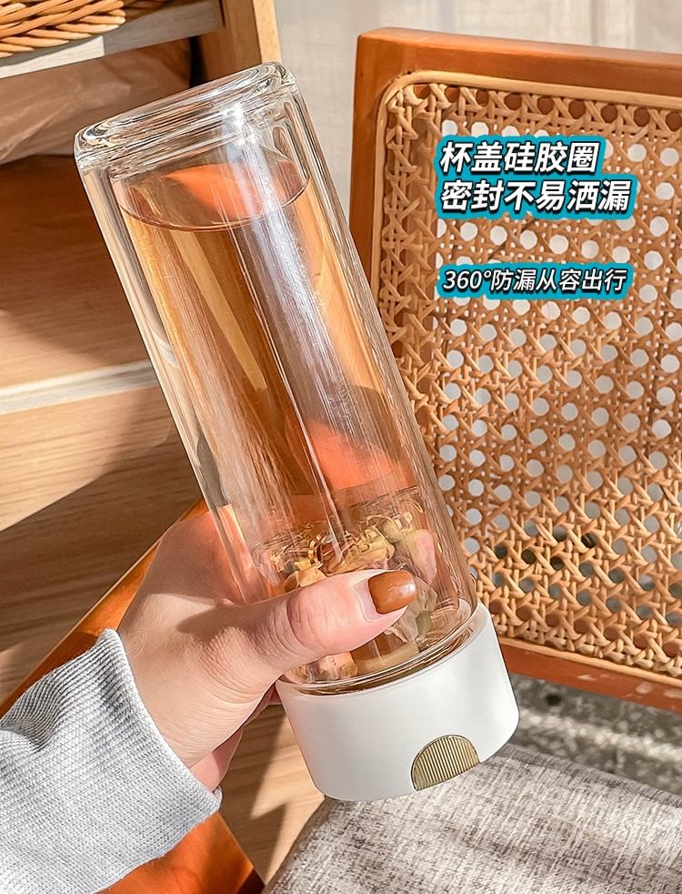 Fun House - Dubbelwandige glazen thee-infuser drinkfles (verschillende ontwerpen)