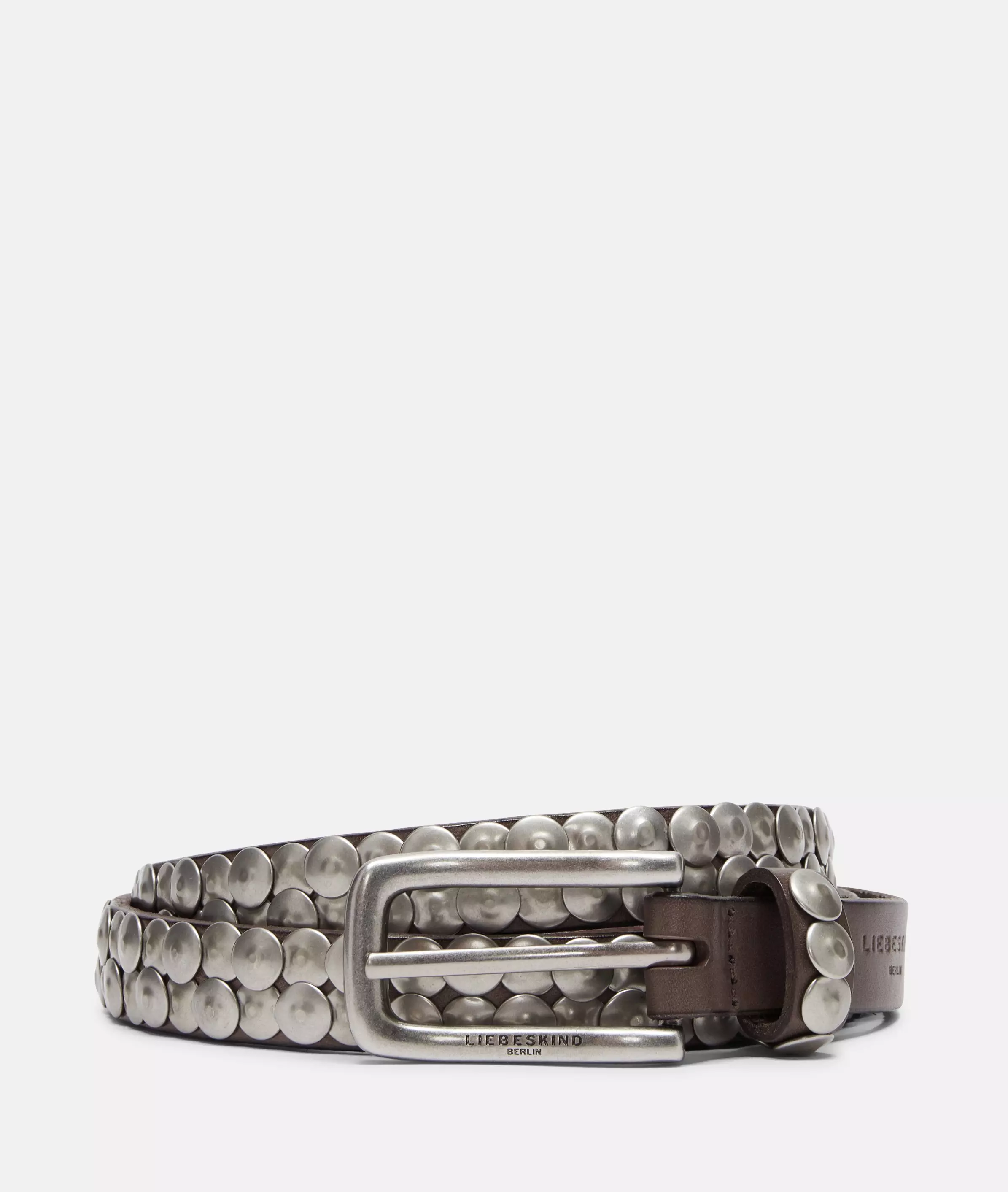 Belt Narrow studded belt made from cowhide leather