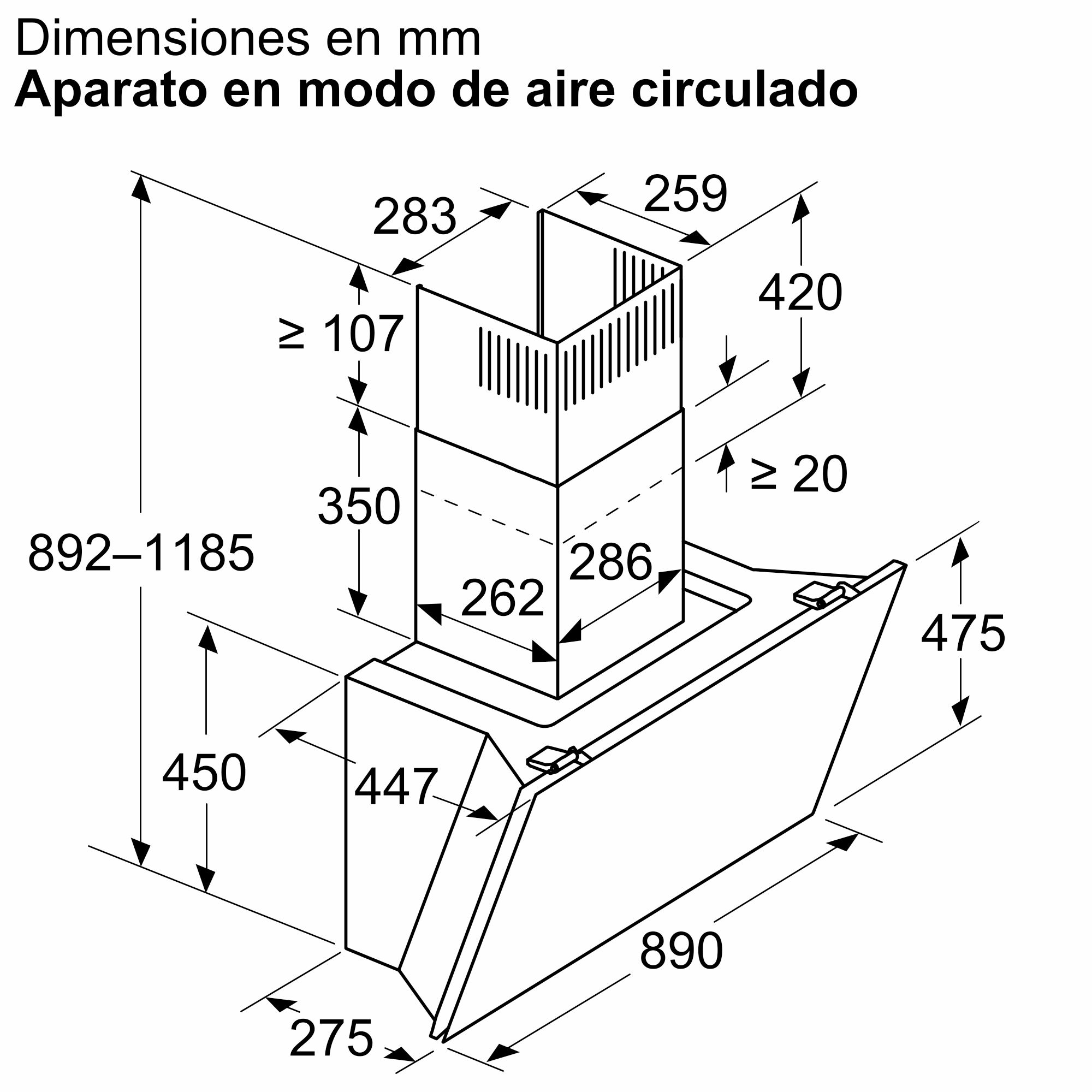 Coifa de parede decorativa Série 8, 90 cm, vidro preto, DWK91LT60