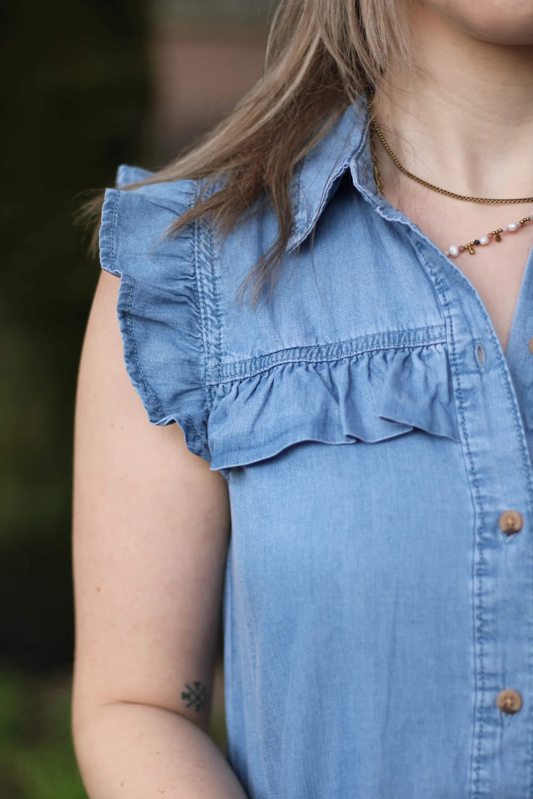 Culture - Aurelia Short Dress - Light Blue Wash