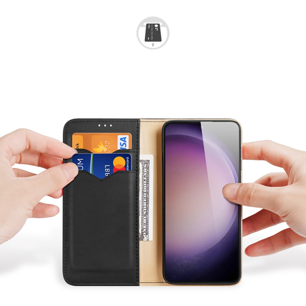 Samsung Galaxy S24 Flip Wallet Cover Echtleder Tasche (RFID Schutz) - Schwarz