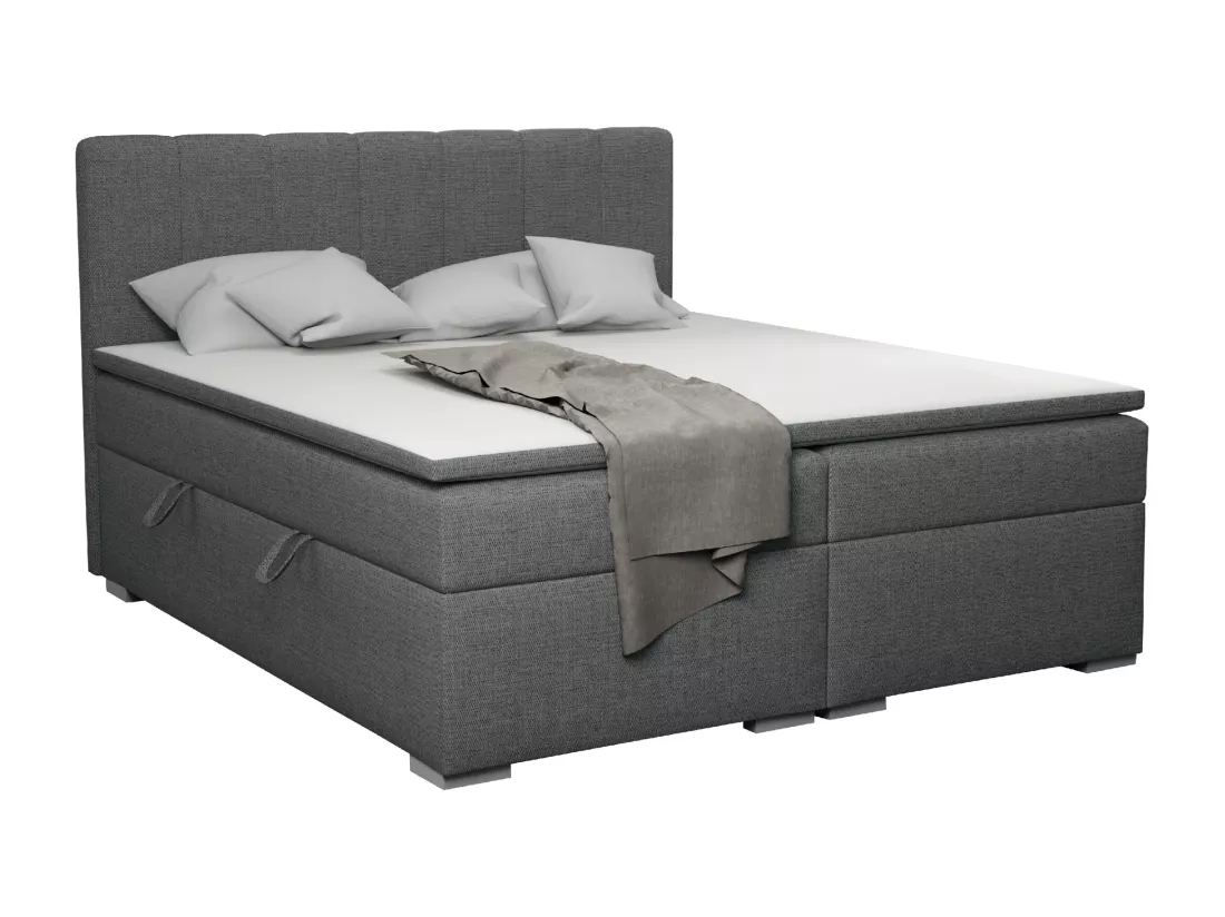 LIT BOXSPRING avec surmatelas Monaco 200x200 cm, gris foncé (Inari 94)