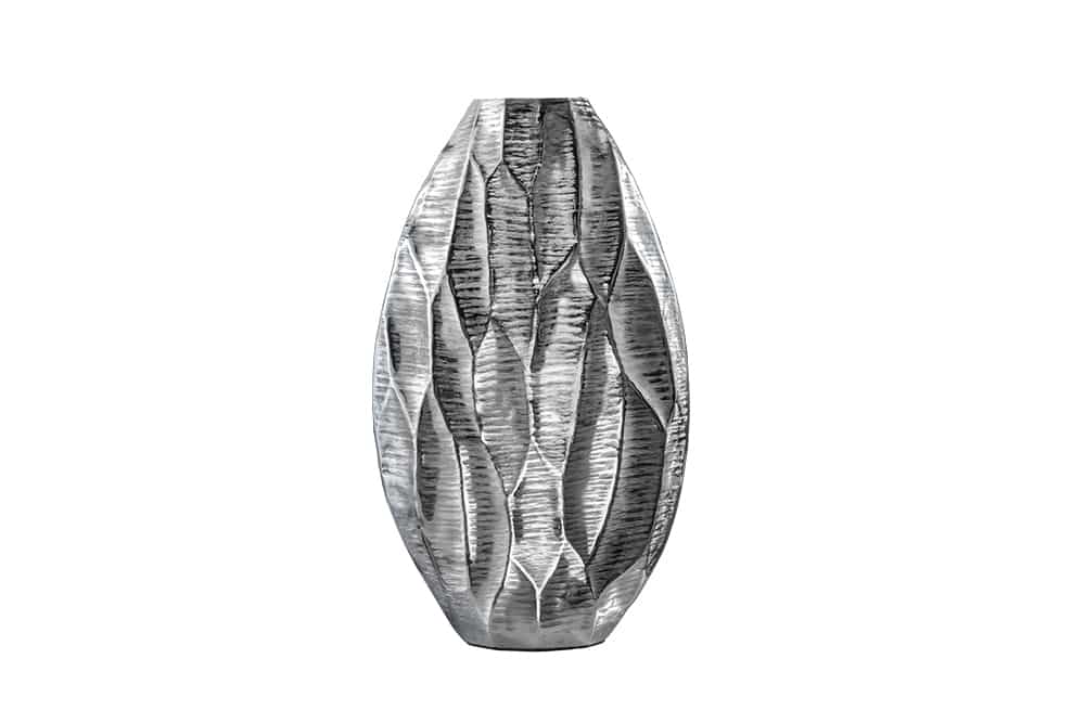 Elegante Vase ORGANIC ORIENT 44cm silber Hammerschlag Design