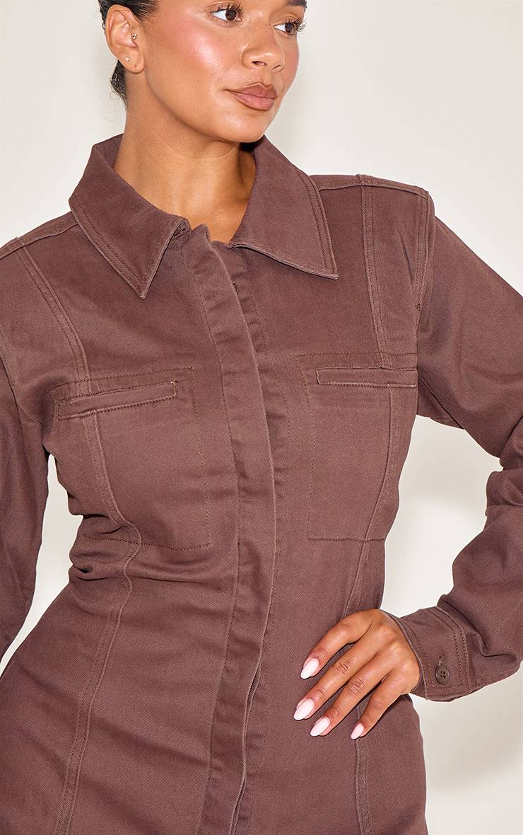 Chocolat Robe Mini Évasée En Denim Stretch Shape
