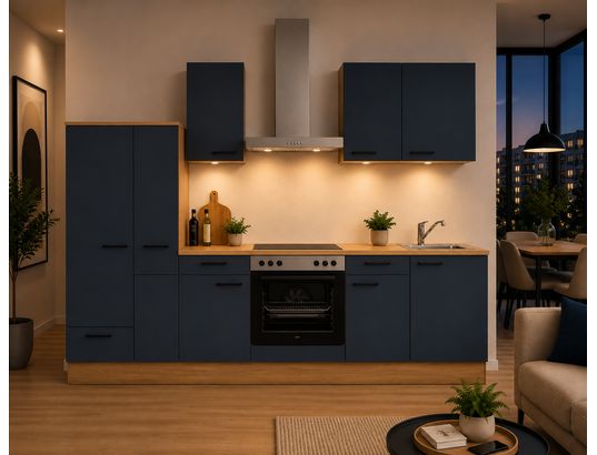 CONCEPT1 - Pack Cuisine Carena 300cm H7 Gauche Bleu fjord ultra-mat