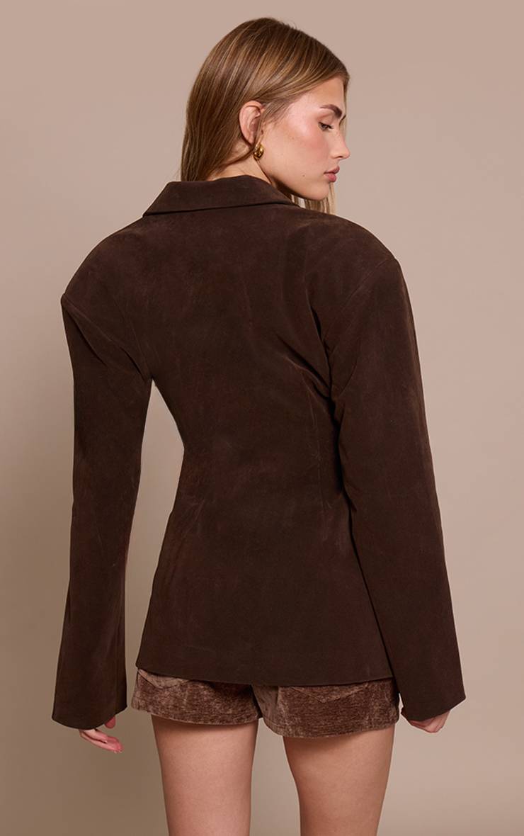 Chocolat Blazer En Synthétique Avec Taille Cintrée