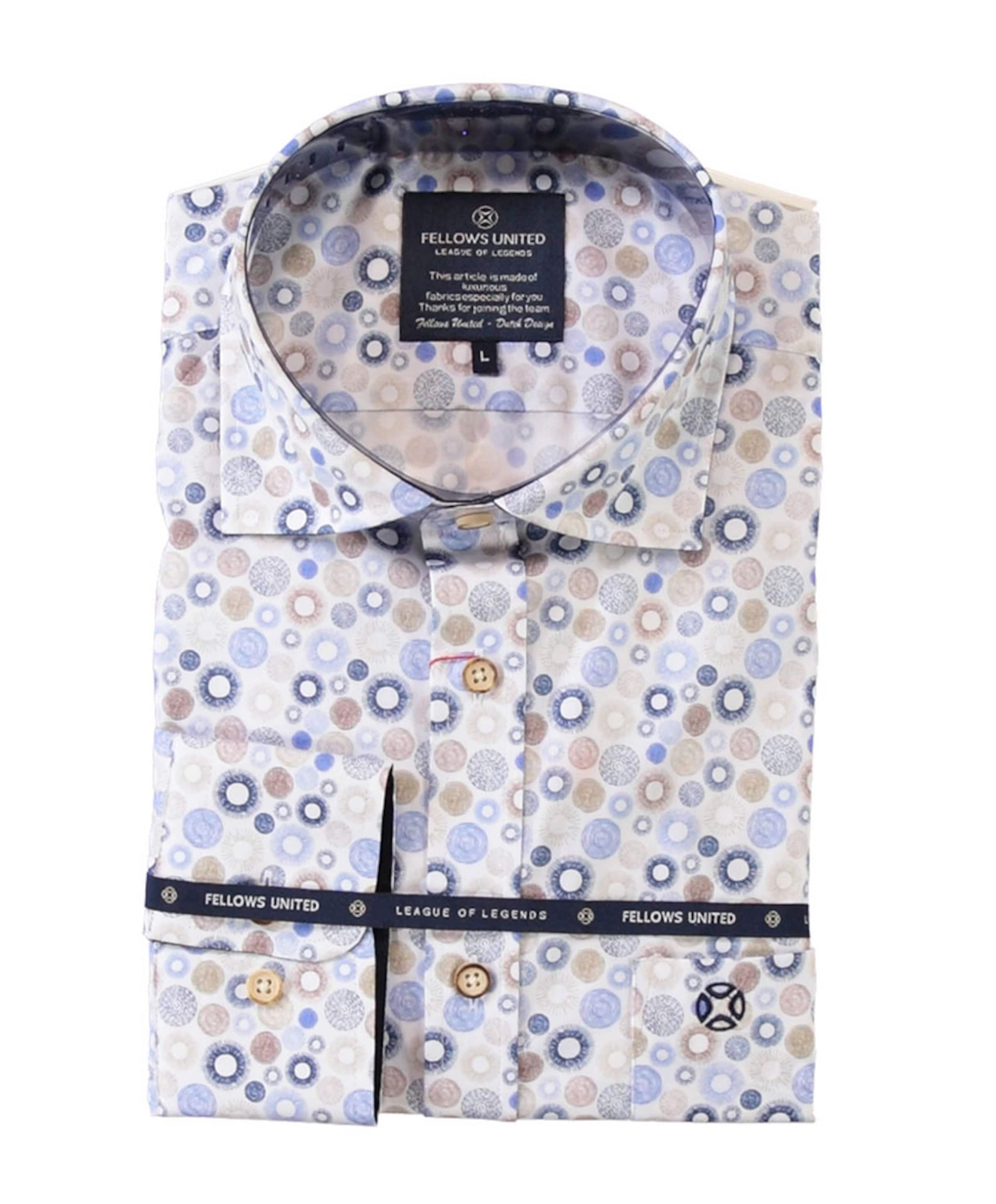 Fellows United Heren overhemd lange mouw blauw