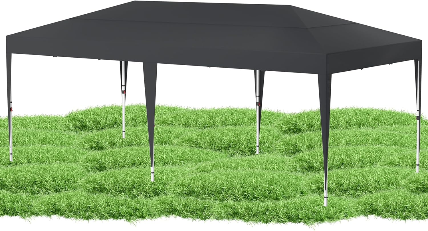 3x6m Faltpavillon Winterfest Pavillon Höhenverstellbar Wasserdicht Pop-Up Partyzelt mit Tasche Bierzelt Faltpavillon Gartenpavillon für Hochzeiten Freien - ohne Seitenwände - Anthrazit