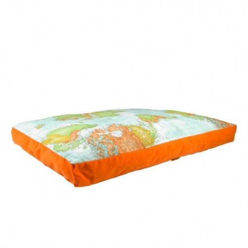 Cama hipoalergênica para cães com estampa de mapa-múndi