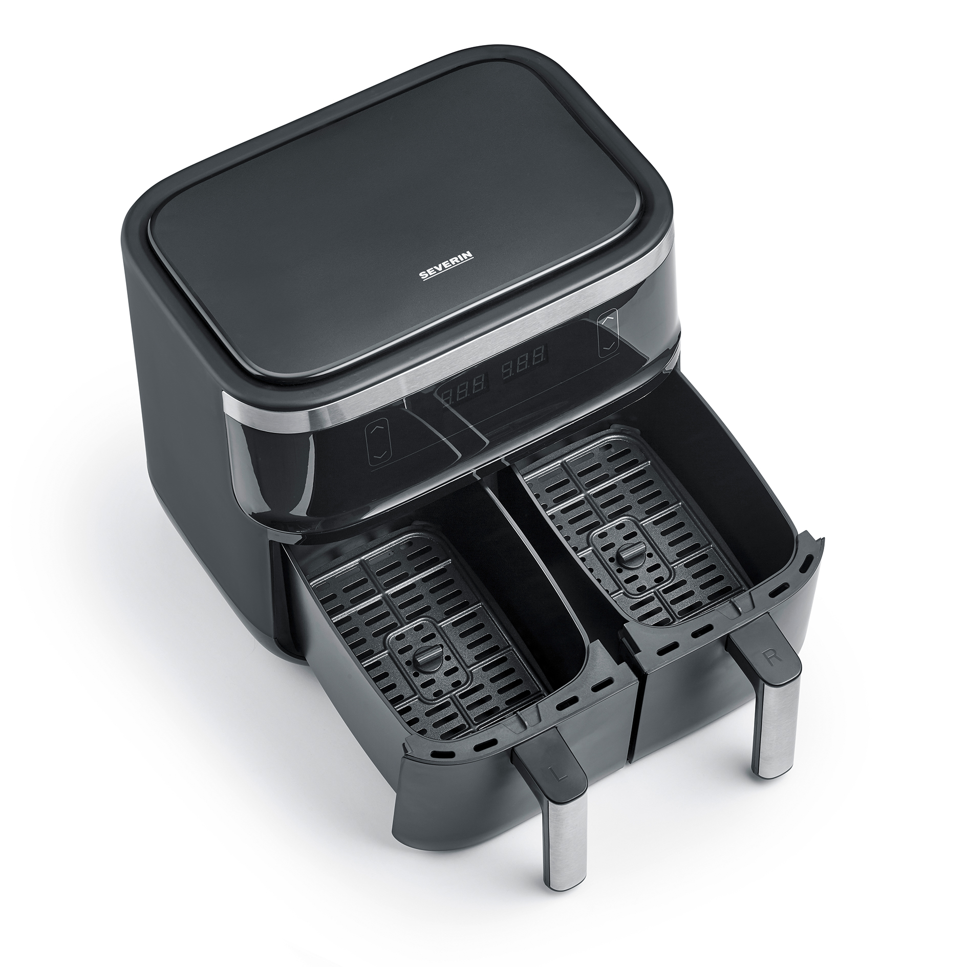 SEVERIN Heißluftfritteuse FR 2453 - schwarz - Doppelkammer - 2x 3,8 Liter
